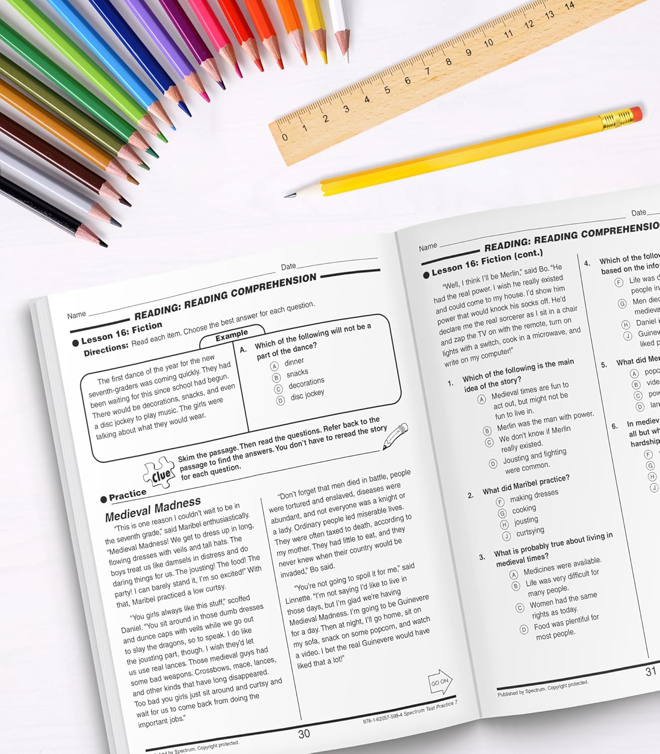 Spectrum 7th Grade Test Practice Workbooks All Subjects, Ages 12 to 13, Grade 7 Test Practice, Language Arts