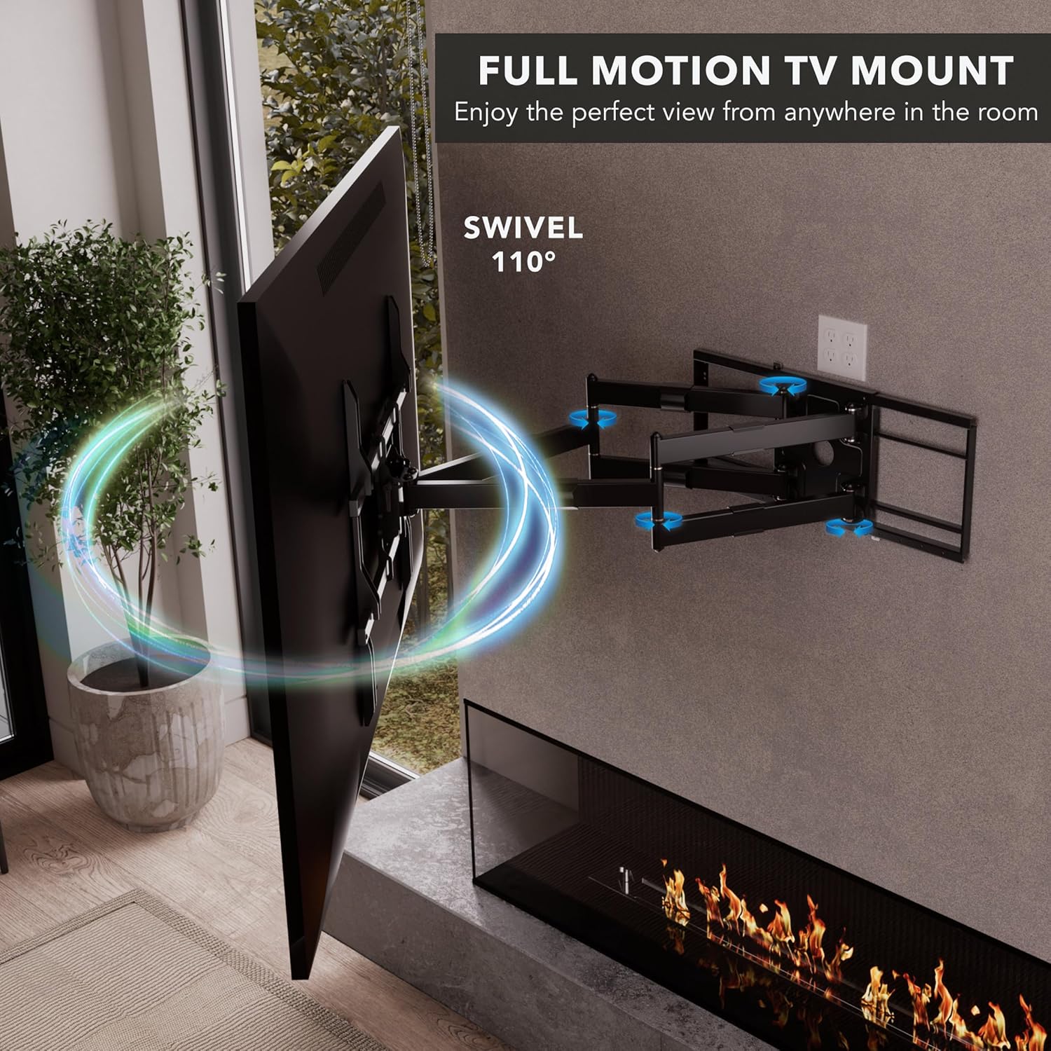 Mount-It! Full Motion TV Wall Mount with 39 Inch Long Extension Arms - 275 Lbs Capacity Heavy Duty Dual Arm TV Mount | Large