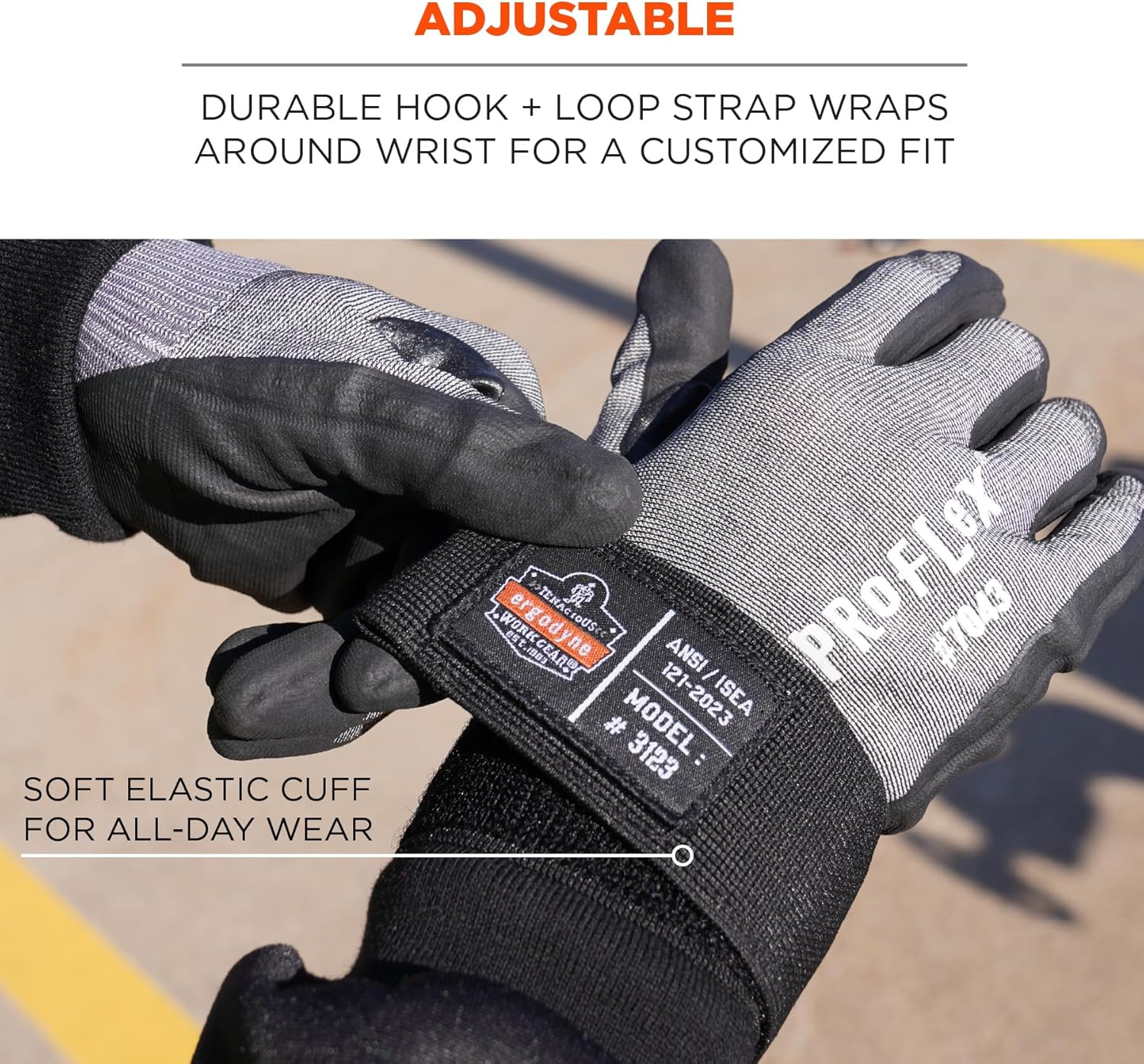 Ergodyne Squids 3123 Tool Wristband with D-Ring Tool Lanyard Tethering Attachment Point, Tool Weight Rating 5lbs