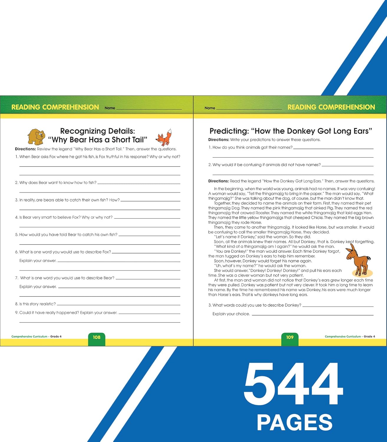 Carson Dellosa Comprehensive Curriculum of Basic Skills 4th Grade Workbook, Reading Comprehension, Language Arts, Spelling