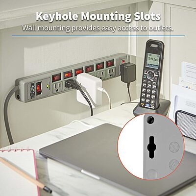 Tripp Lite TLP76MSG 7 Outlet (6 Individually Controlled) Surge Protector Power Strip, 6ft Cord, Lifetime Limited Warranty & Dollar 25K Insurance, Grey Grey ECO-Outlets 7 Outlets