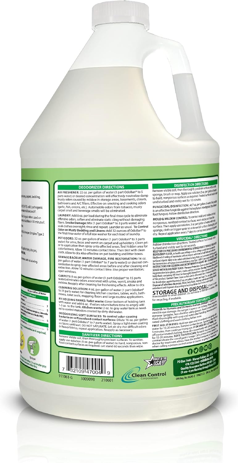 OdoBan Disinfectant Concentrate and Odor Eliminator, 1 Gallon, Original Eucalyptus Scent Eucalyptus 128 Fl Oz (Pack of 1)
