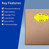 Avery Printable Oval Labels, Sure Feed Technology, 4.25" x 2.5", Neon Yellow