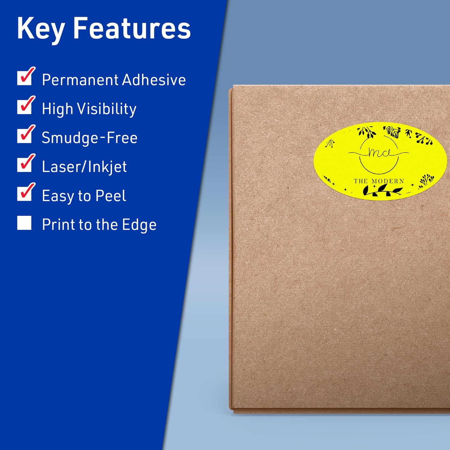 Avery Printable Oval Labels, Sure Feed Technology, 4.25" x 2.5", Neon Yellow