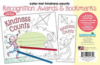 BARKER CREEK Recognition Awards and Bookmarks, Color Me Kindness Counts, 30 Double-Sided Awards and 30 Double-Sided Bookmarks, Awards are 6-3/8" x 5-1/2", Bookmarks are 2-1/8" x 5-1/2" (432)
