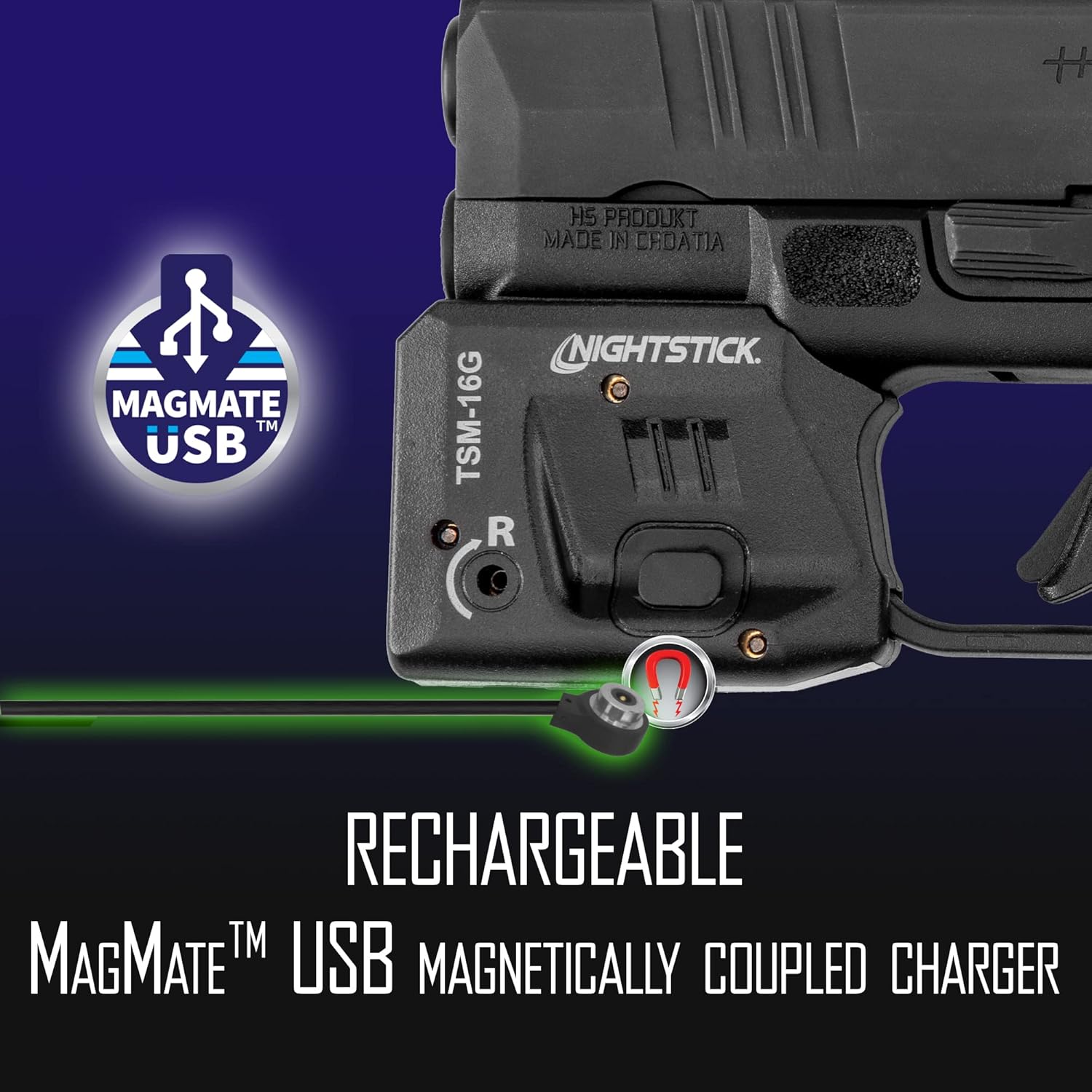 Nightstick TSM-16G 150-Lumen Rechargeable Tactical Light withGreen Laser Sight