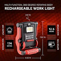 Streamlight 61523 BearTrap 360 2000-Lumen Rechargeable Work Light with Spot and Floods Modes, Rotating Body