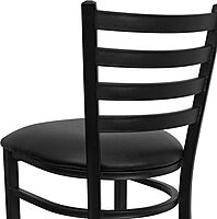 Flash Furniture Hercules Series Ladder Back Metal Restaurant Barstool, Modern Upholstered Armless Bar Height Chair for Restaurants and Kitchens, Black Black Vinyl Seat/Black Metal Frame Set of 1