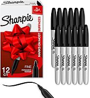 Sharpie Permanent Markers, Fine Tip, Black, 12 Count - For Classroom, Office, & Home, Quick Drying, Fade Resistant, For Wood, Plastic, Paper, Metal, And More, Ideal for Posters, Drawing, Coloring