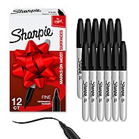Sharpie Permanent Markers, Fine Tip, Black, 12 Count - For Classroom, Office, & Home, Quick Drying, Fade Resistant, For Wood, Plastic, Paper, Metal, And More, Ideal for Posters, Drawing, Coloring