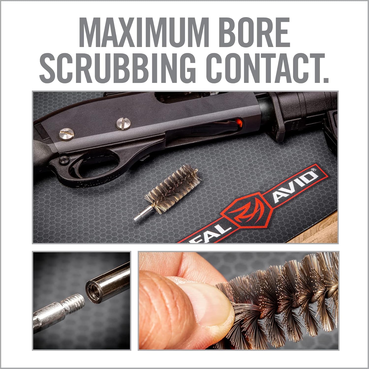 Real Avid Bore-Max Bore Brush, Nickel-Plated Bronze Barrel Brush with Stainless Steel Handle