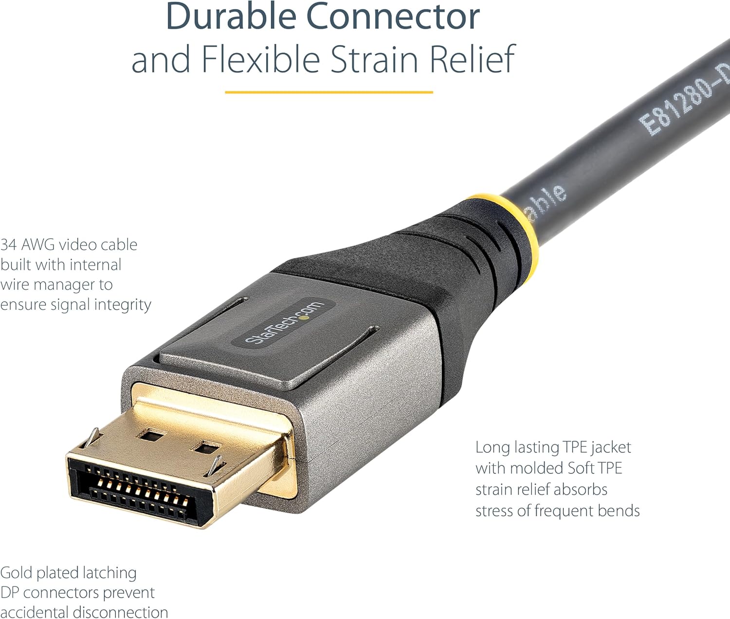 StarTech.com 1ft (30cm) DisplayPort 1.4 Cable, 8K 60Hz HDR10, 4K 120Hz UHD Video, DP 1.4 Cable/Cord