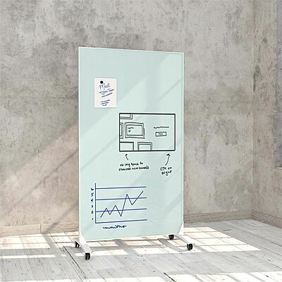 U Brands Double Sided Magnetic Glass Dry-Erase Mobile Floor Easel, 72in X 42, Actual Size 72in X 40in (4777U00-01)