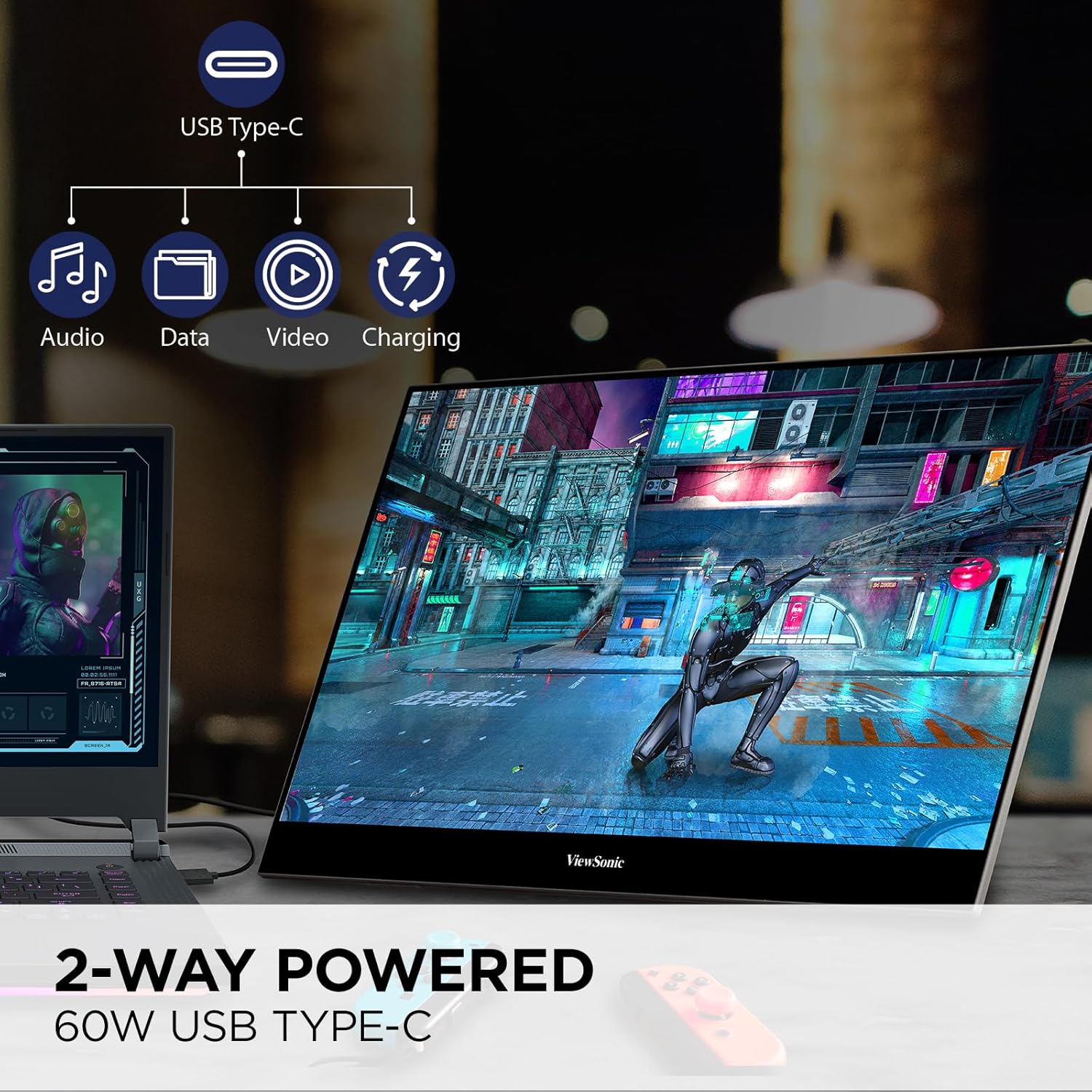 ViewSonic VX1655 15.6 inch Portable Monitor USB-C Mini-HDMI