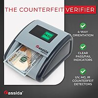 Cassida InstaCheck Small Footprint, Easy to Read Automatic Counterfeit Detector with Infrared, Magnetic and Ultraviolet Sensors, Compact and Lightweight Grey 11-3/4" x 9-1/2" Pack of 1 Pass/Fail