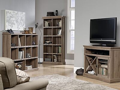 Sauder Barrister Lane Cubby Bookcase, Stylish Organization Furniture, cubby bookcase, Cube Storage Salt Oak