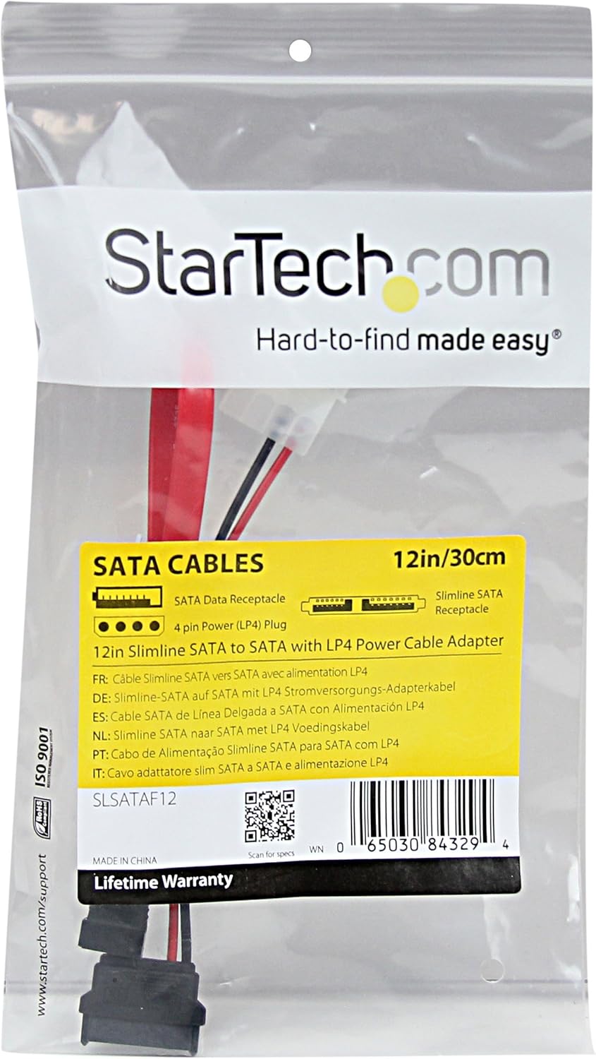 StarTech.com Slimline SATA to SATA with LP4 Power Cable Adapter