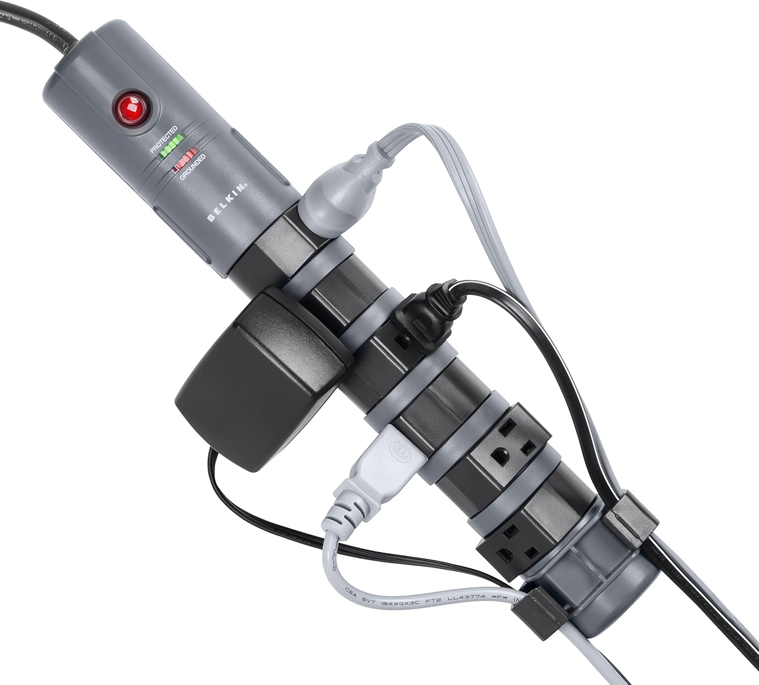 Belkin 8-Outlet Pivot-Plug Power Strip Surge Protector With 6ft Cord & Telephone Protection