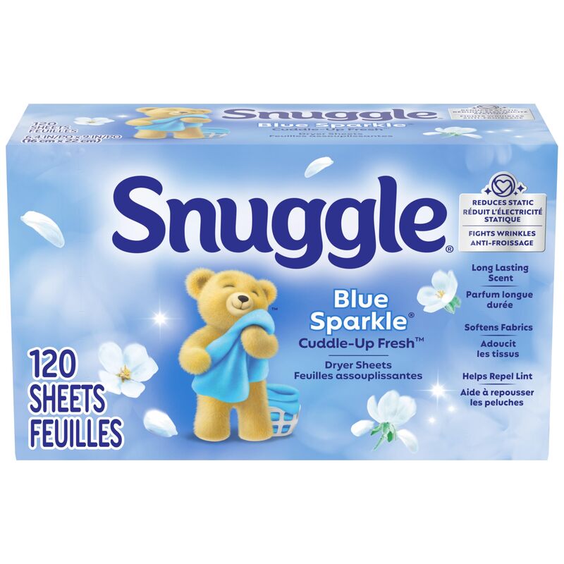 Snuggle Blue Sparkle Fabric Softener Dryer Sheets, 120 Count 120 Count (Pack of 1)