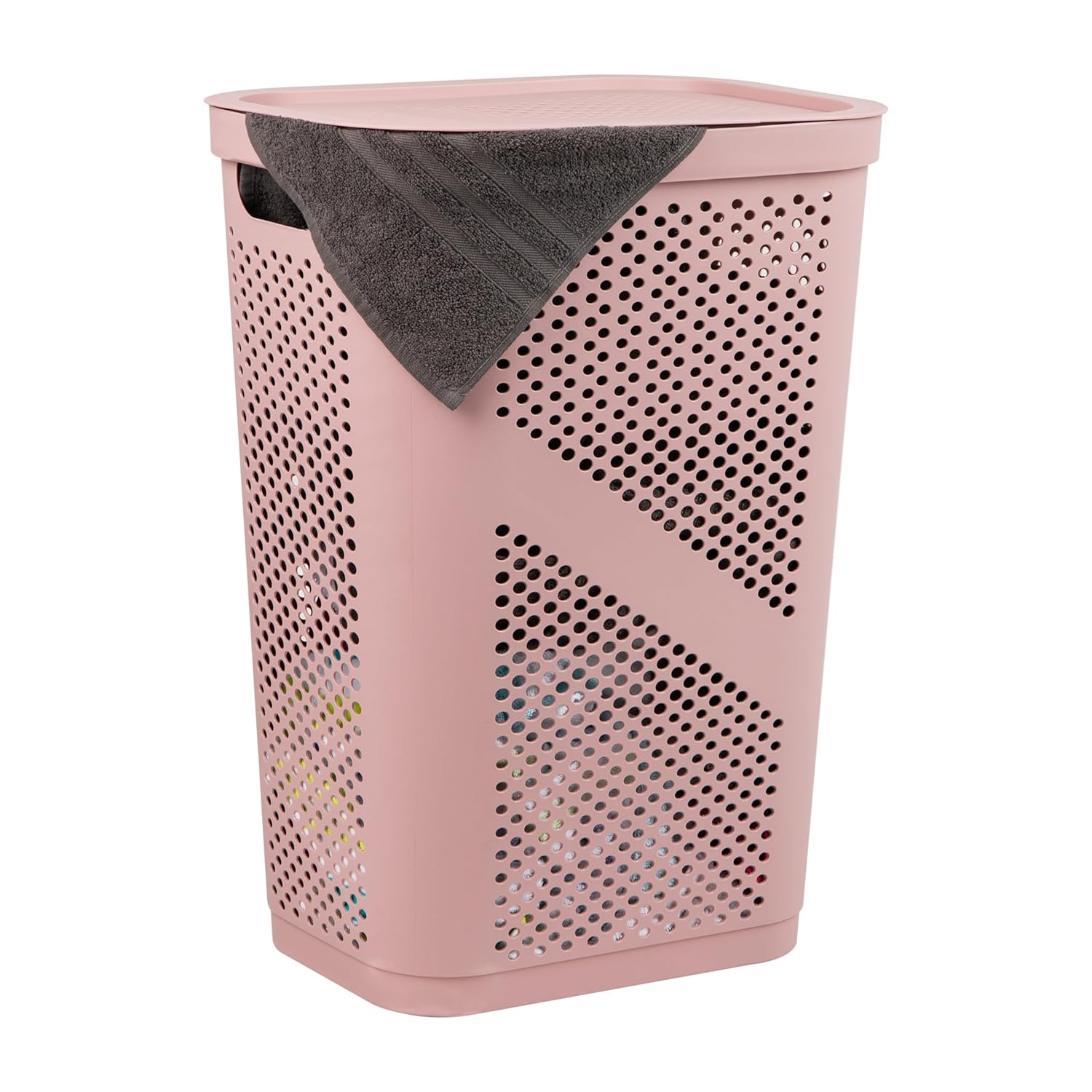 Mind Reader Slim Laundry Hamper with Lid, 60L Ventilated Plastic