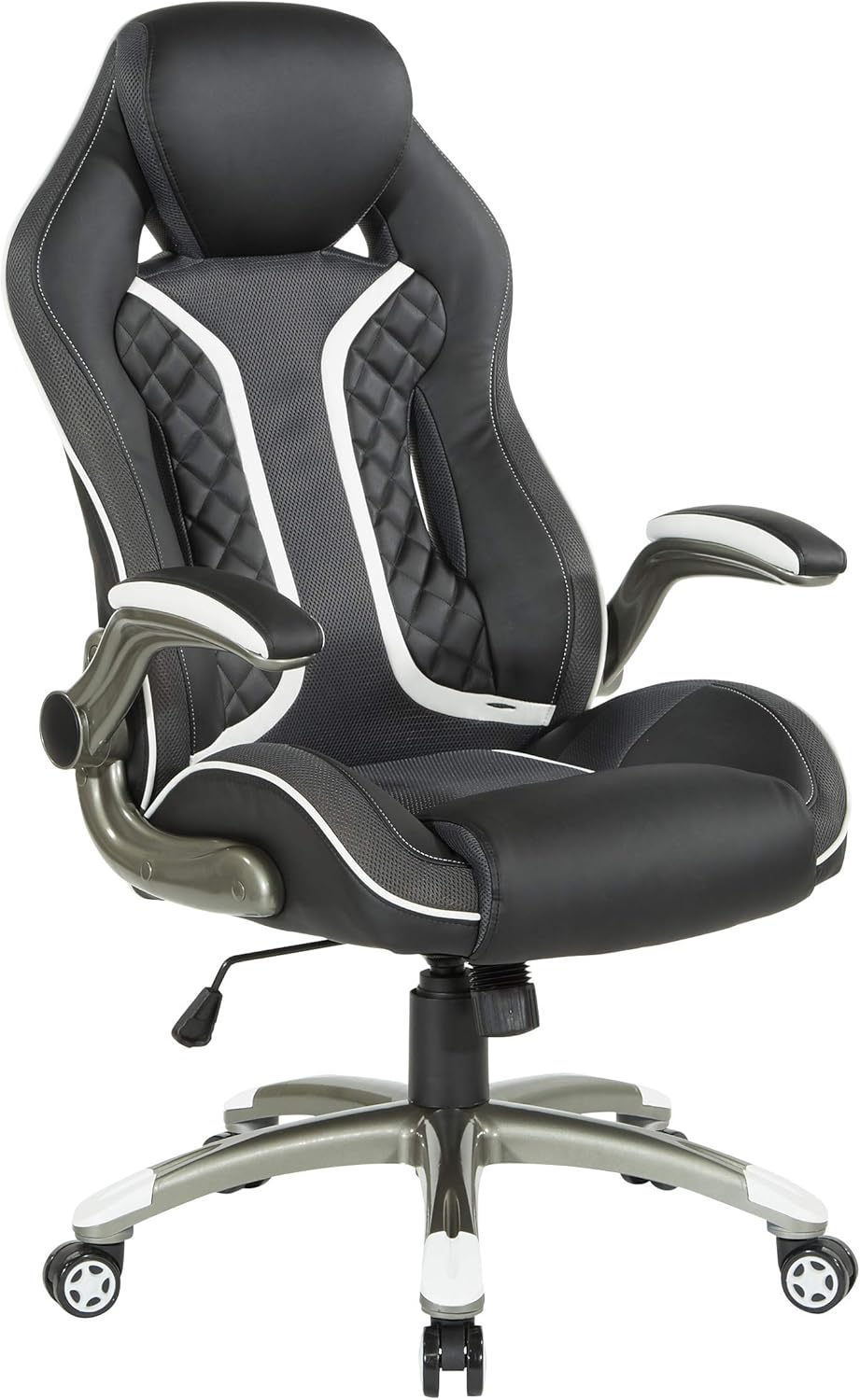 OSP Home Furnishings Xplorer 51 Ergonomic Adjustable High Back Gaming Chair with Lumbar Support and Padded Flip Arms