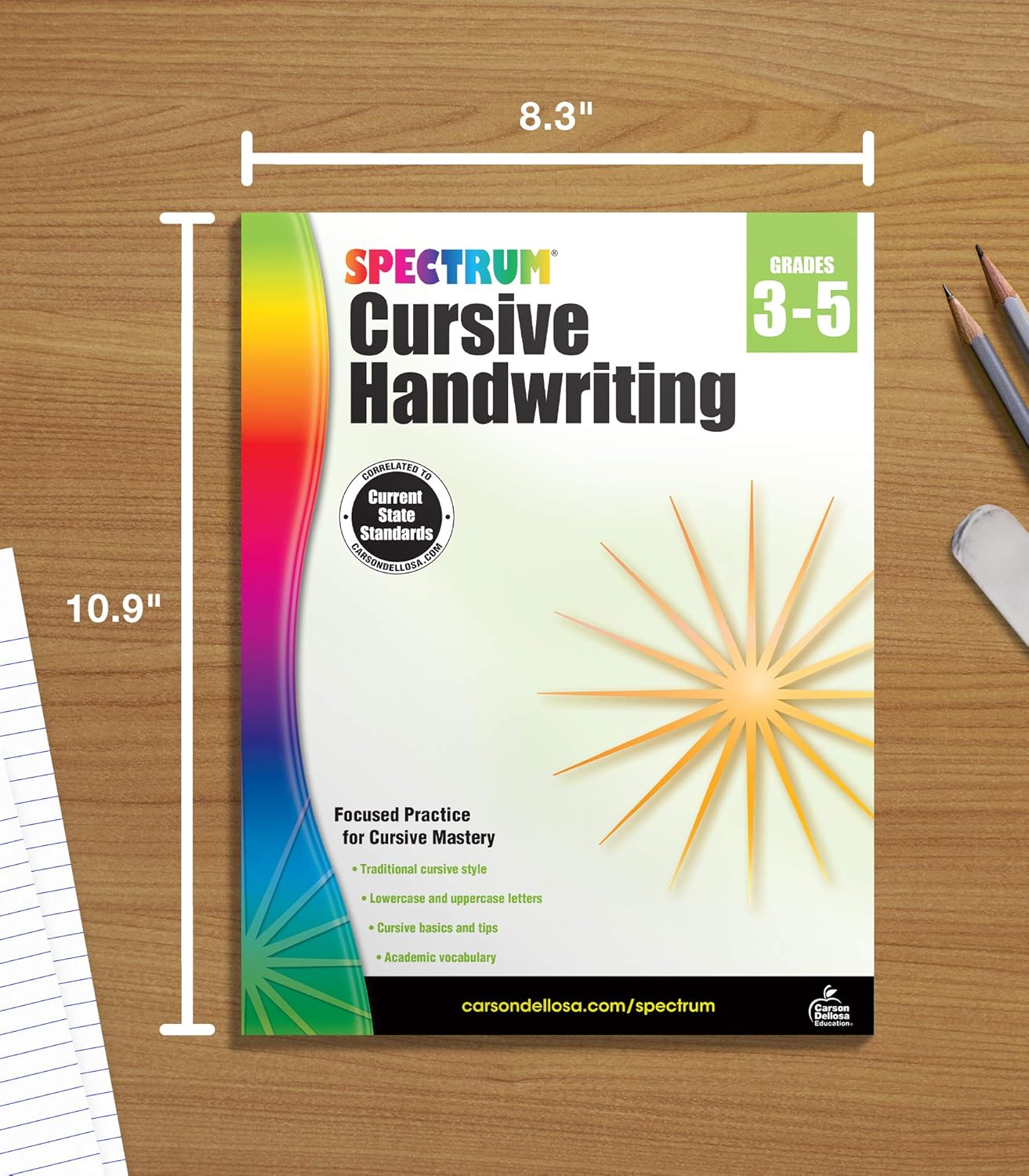 Spectrum Cursive Handwriting Workbook for Kids Ages 8 to 12, Letters and Cross-Curricular Words Cursive Handwriting Workbook