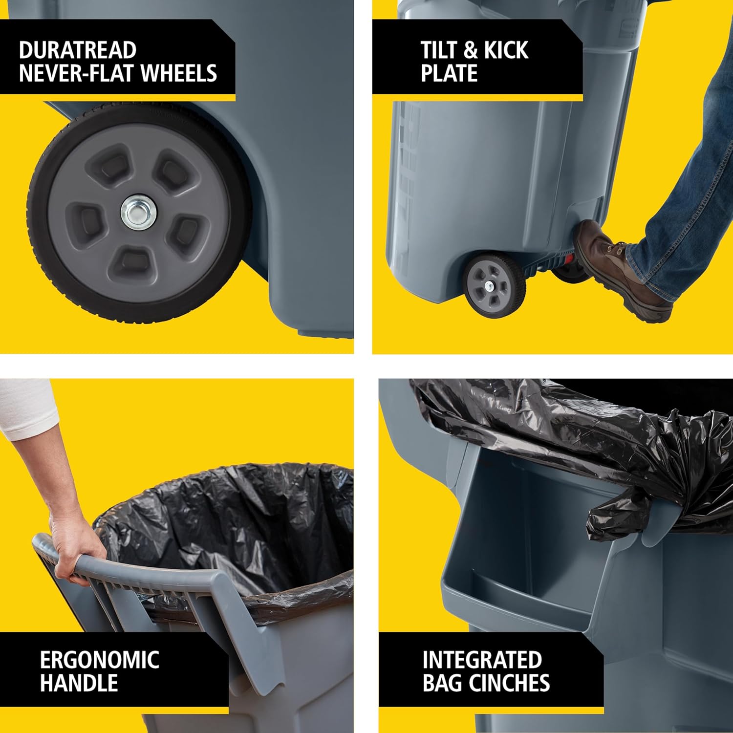Rubbermaid Commercial Products Vented Wheeled BRUTE Trash Container, 44 Gal Gray
