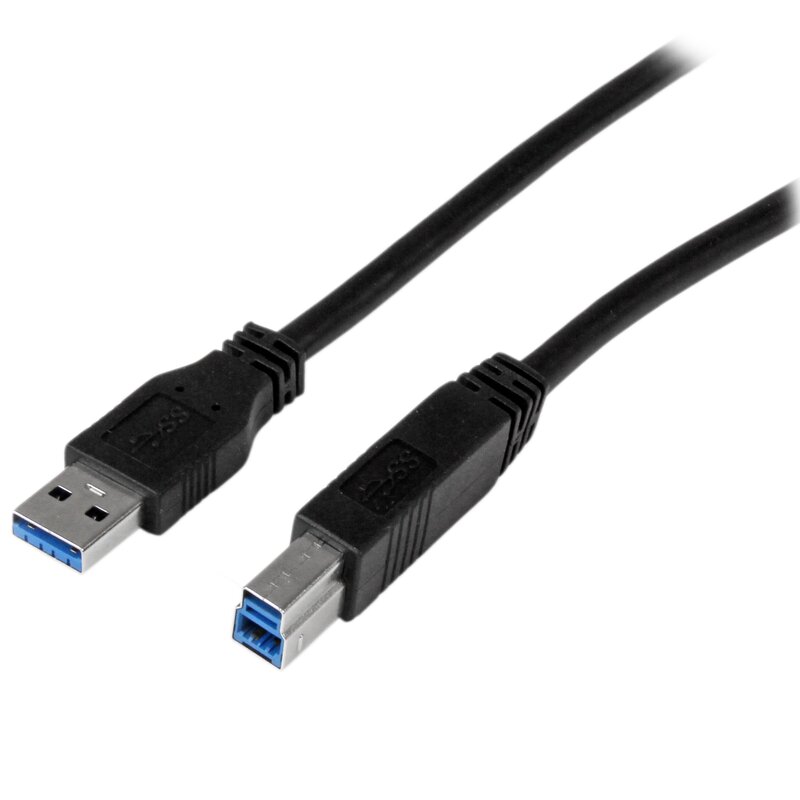 StarTech.com 1m 3 ft Certified SuperSpeed USB 3.0 A to B Cable Cord - USB 3 Cable - 1x USB 3.0 A (M), 1x USB 3.0 B (M) - 1 meter, Black (USB3CAB1M)