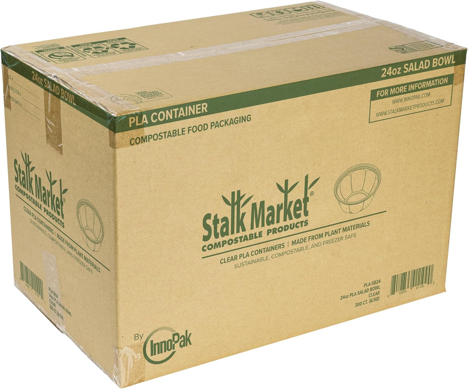 STALKMARKET Jaya 100% Compostable Clear PLA Salad Bowls & Lids