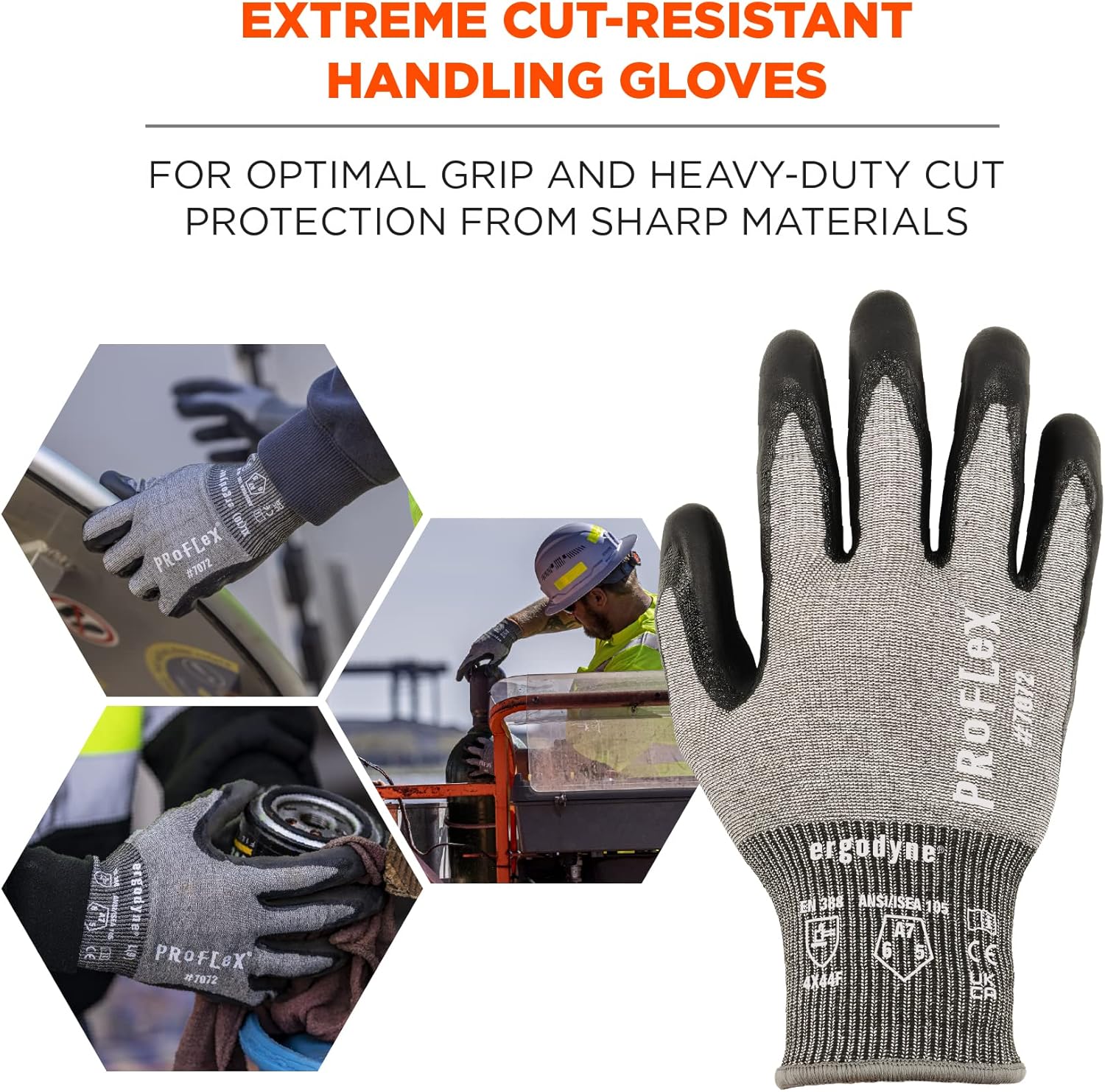 Ergodyne ProFlex 7072 Nitrile-Coated Cut-Resistant Gloves, Gray
