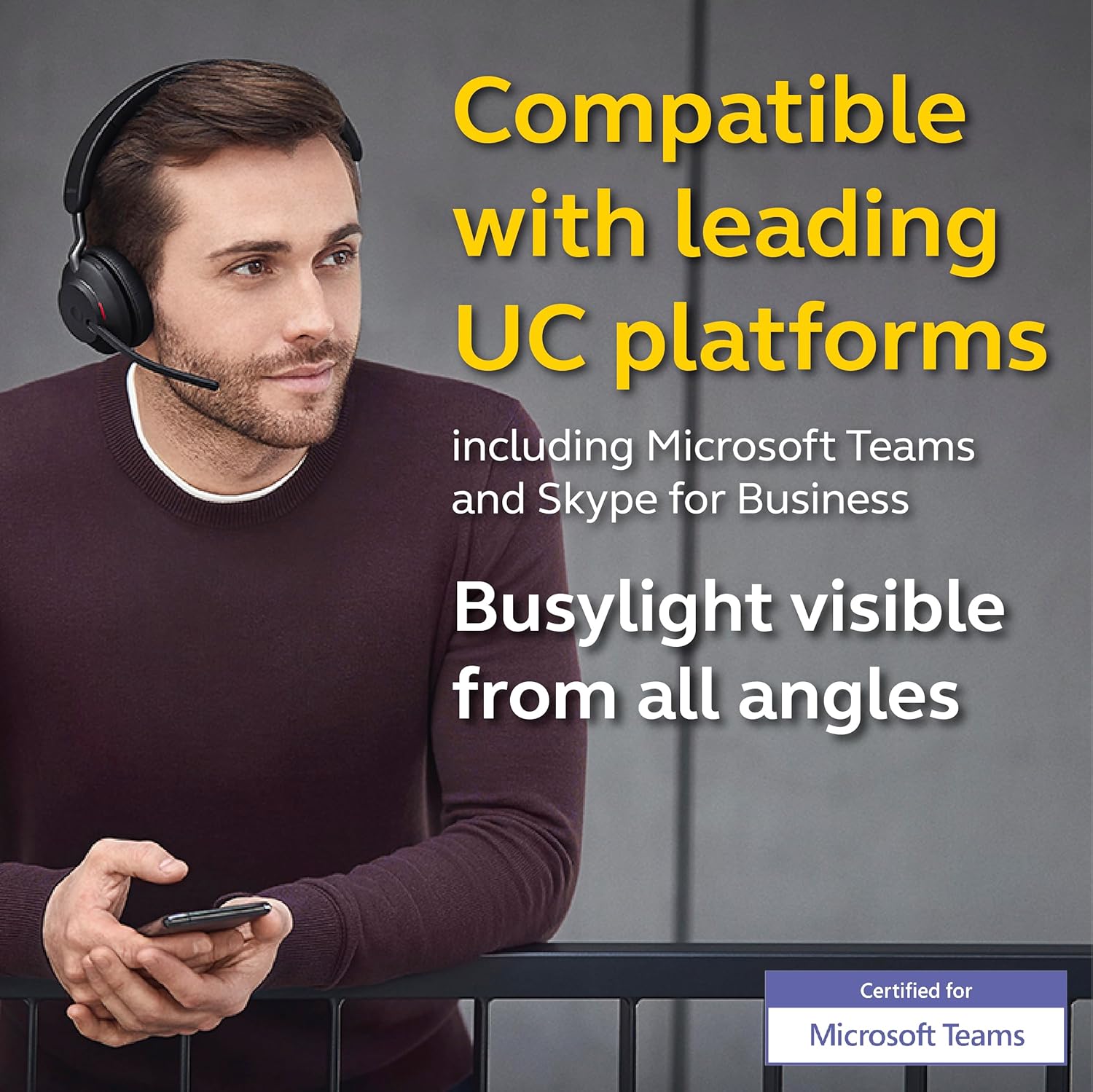 Jabra Evolve2 65 Wireless Headset On-Ear Bluetooth Headphones for Calls and Music