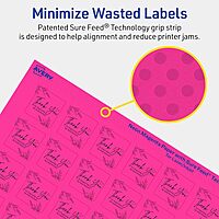 AVERY Neon Magenta Printable Square Labels 1" x 1"