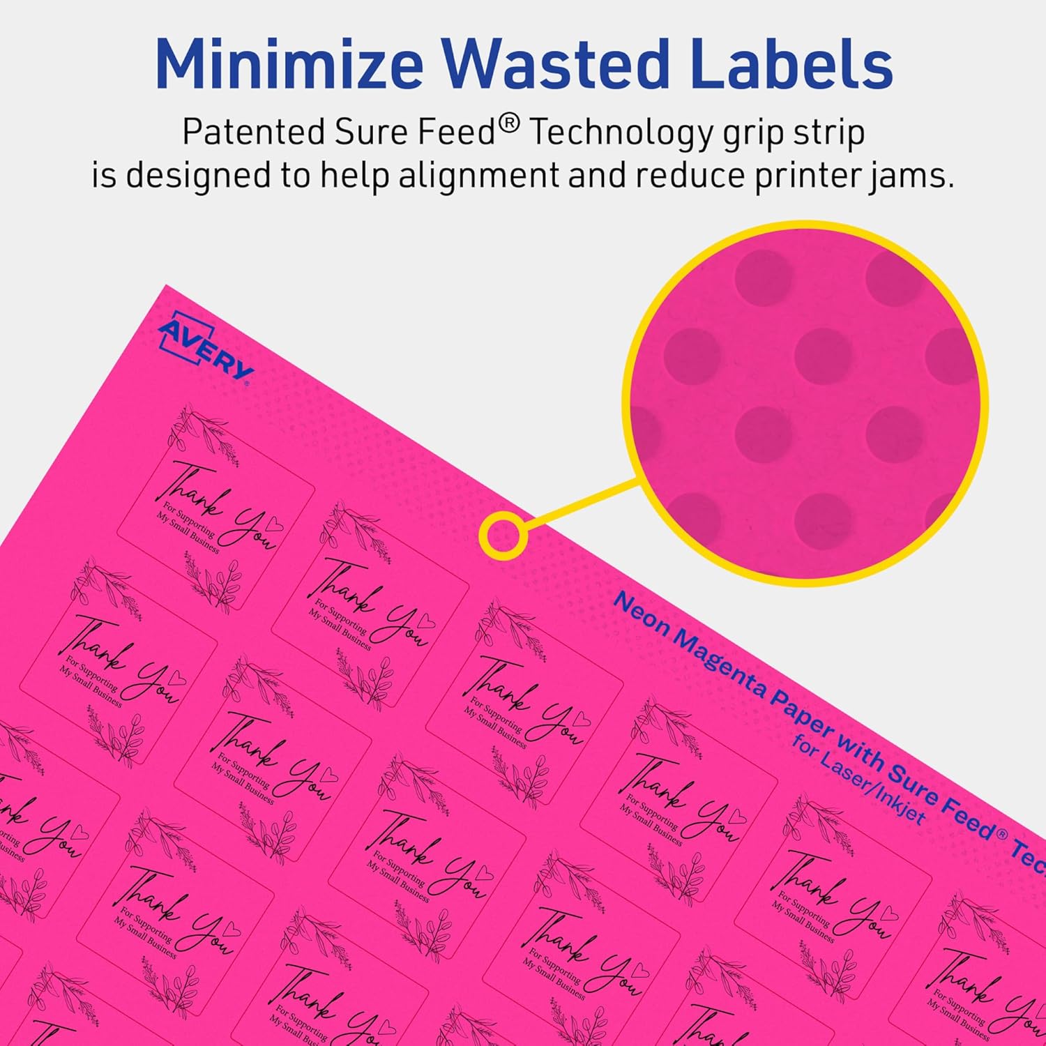 AVERY Neon Magenta Printable Square Labels 1" x 1"