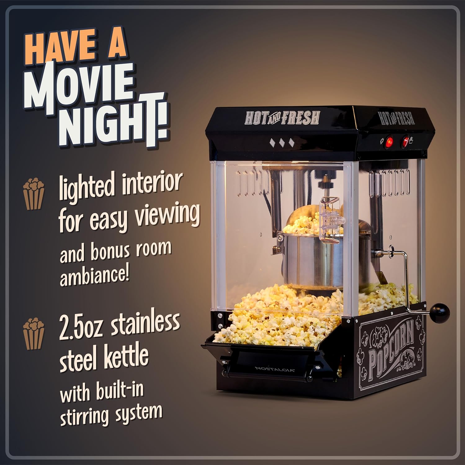 Nostalgia Popcorn Maker Machine - Professional Vintage Movie Theater Style