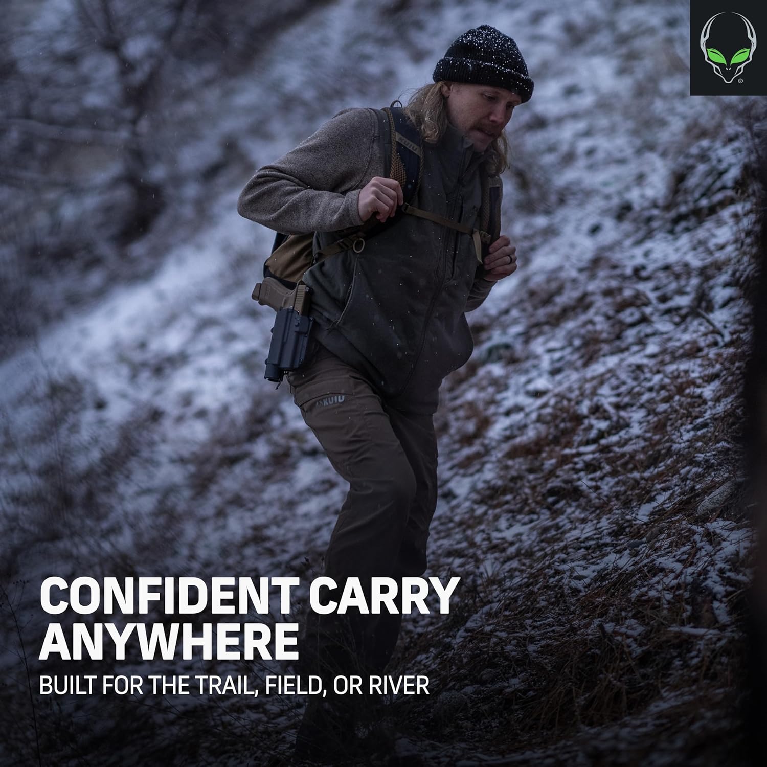 ALIEN GEAR Rapid Force Level 2 OWB Holster - Locking Belt Slide - Right Hand - Matte Black - Light & Optic Compatible