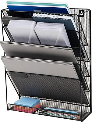 Mind Reader 5-Tier Vertical File Holder, Desktop Organizer, Wall Mount