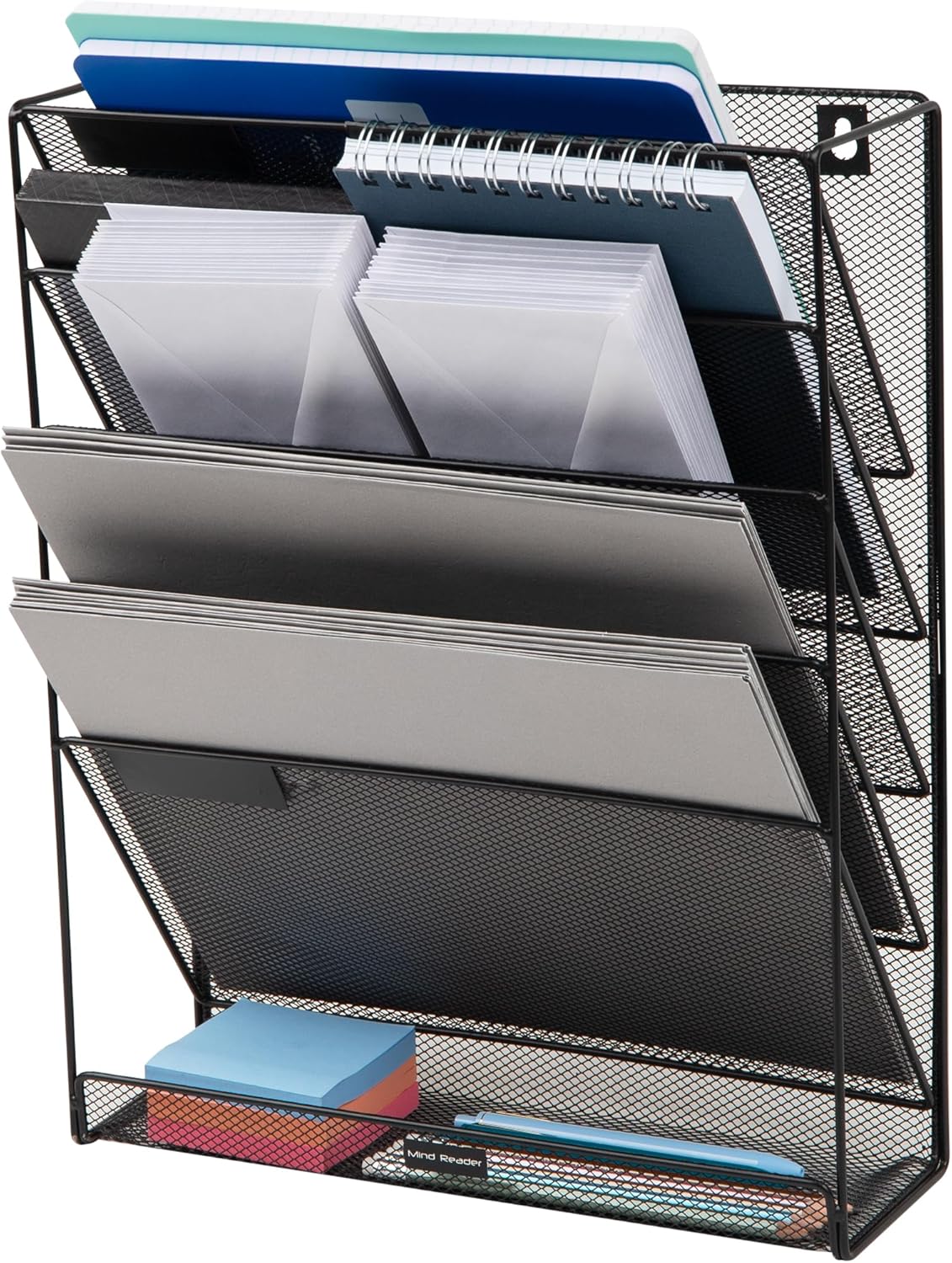Mind Reader 5-Tier Vertical File Holder, Desktop Organizer, Wall Mount