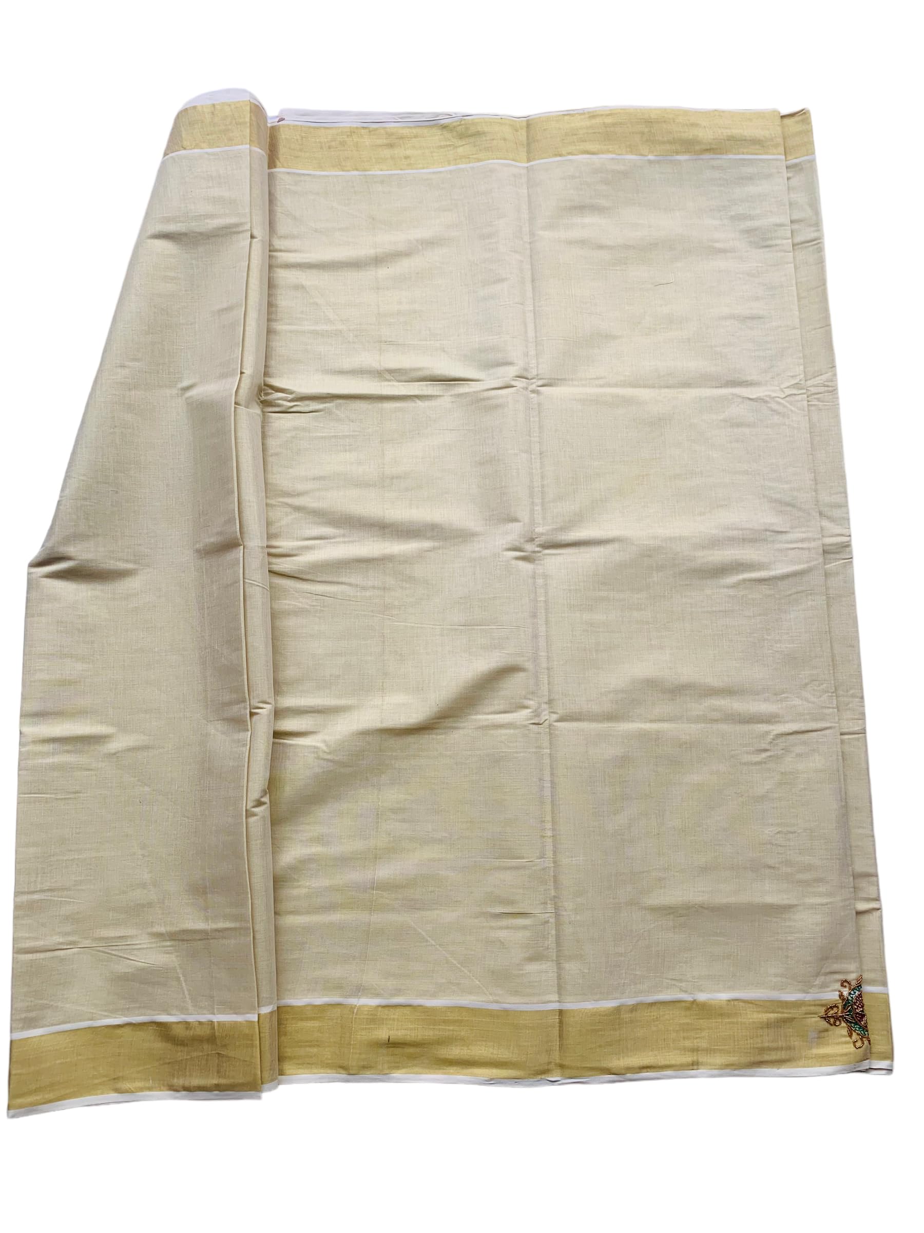 Kuthampully Kerala Kasavu Sarees For Women | Handcrafted Aari work Kerala Sarees | Tissue Onam Saree With Running Blouse | South Indian Sarees | Onam Saree EKM-806-Green