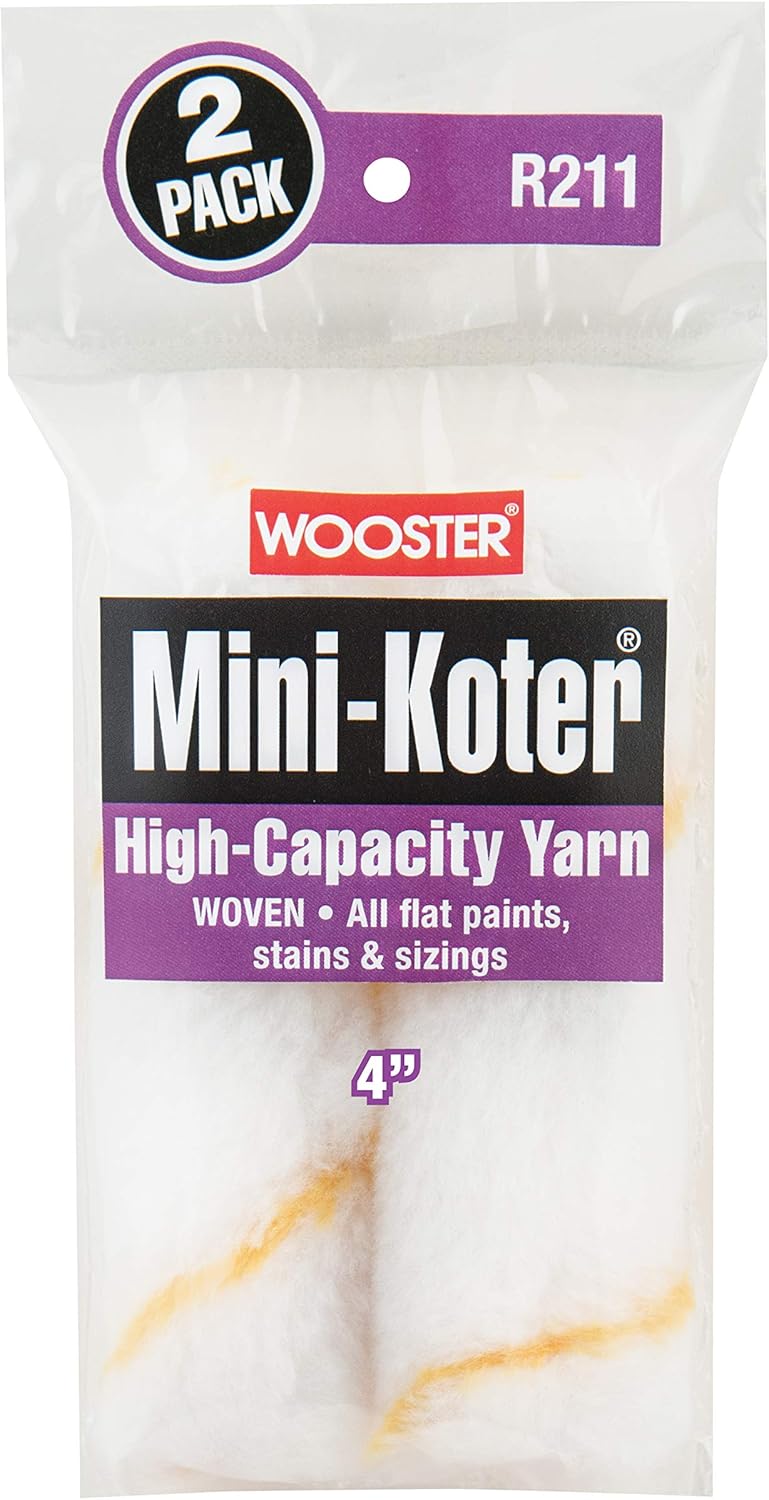 Wooster R211-4 Mini-Koter High-Capacity Yarn Paint Roller Cover 4" 2-Pack