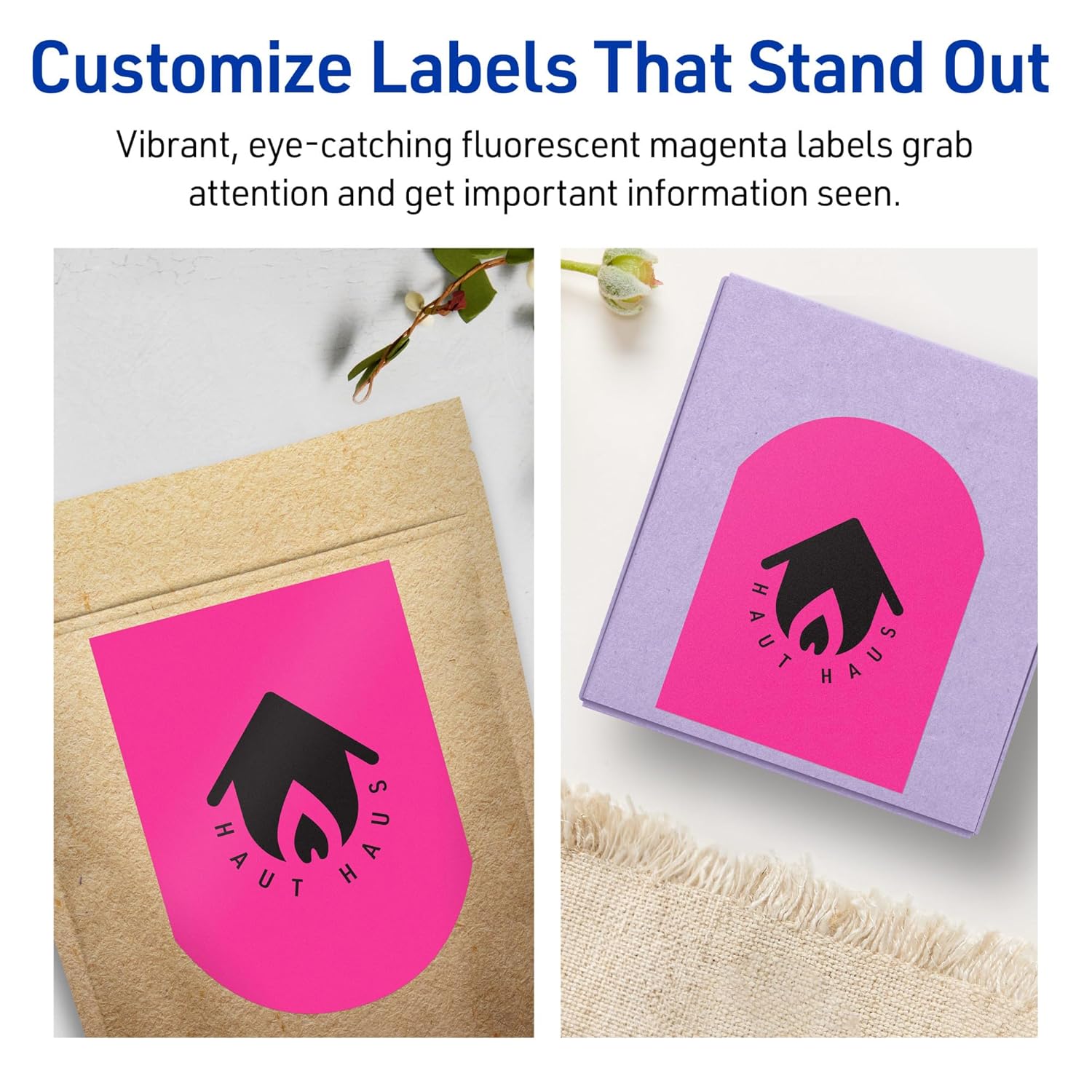Avery Printable Arched Labels, Sure Feed Technology, 4.75" x 3.5", Neon Magenta