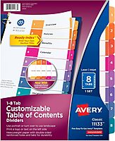 Avery Ready Index Dividers for 3 Ring Binders, Letter-Size, Multicolor, Printable Table of Contents