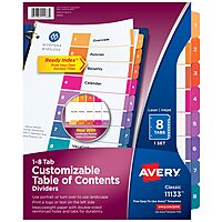 Avery Ready Index Dividers for 3 Ring Binders, Letter-Size, Multicolor, Printable Table of Contents