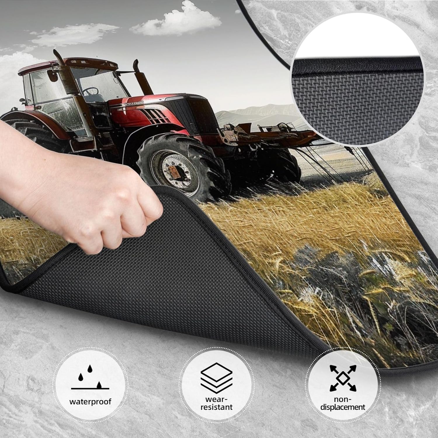Tractor Agriculture Tranquil Printed Car Floor Mats Set of 4 Pieces | Floor Mats Protection for Cars Full Sets | Non-Slip