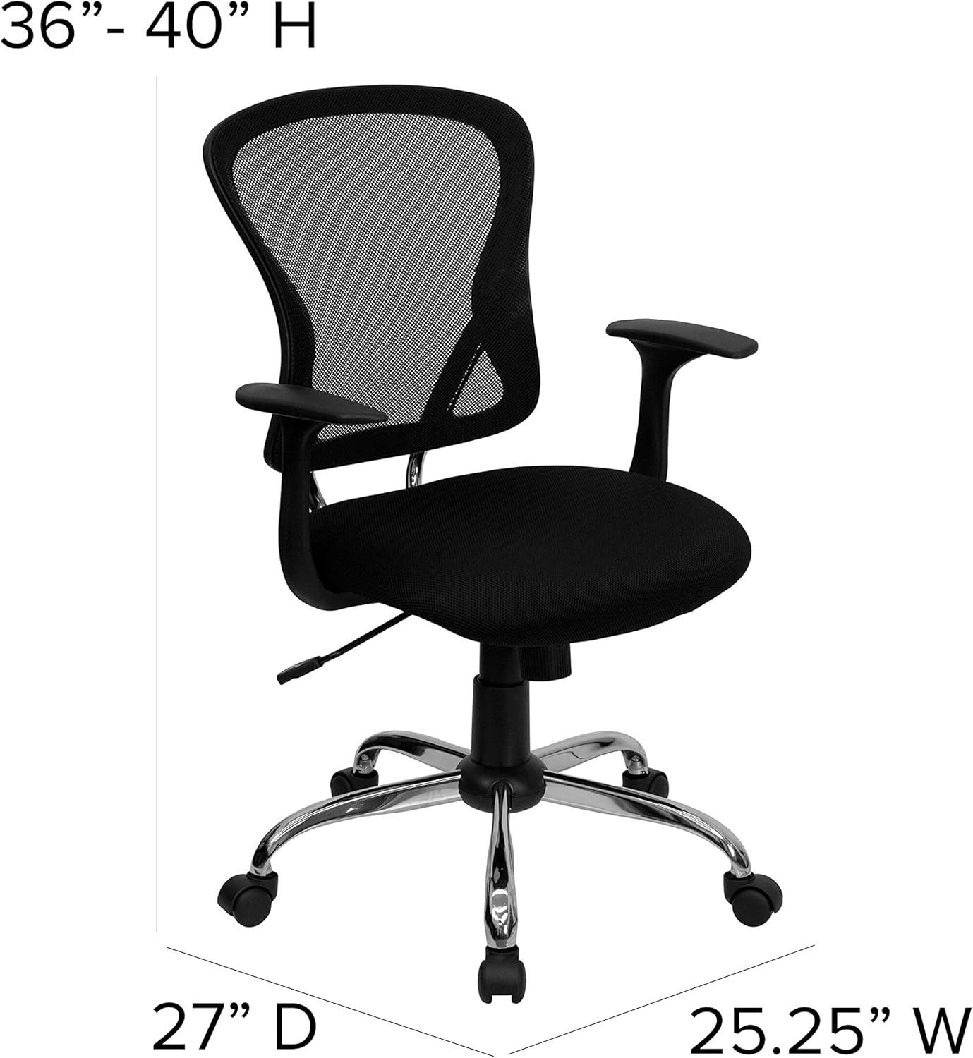 FLASH FURNITURE Alfred Mid-Back Mesh Swivel Task Office Chair with Chrome Base and Arms