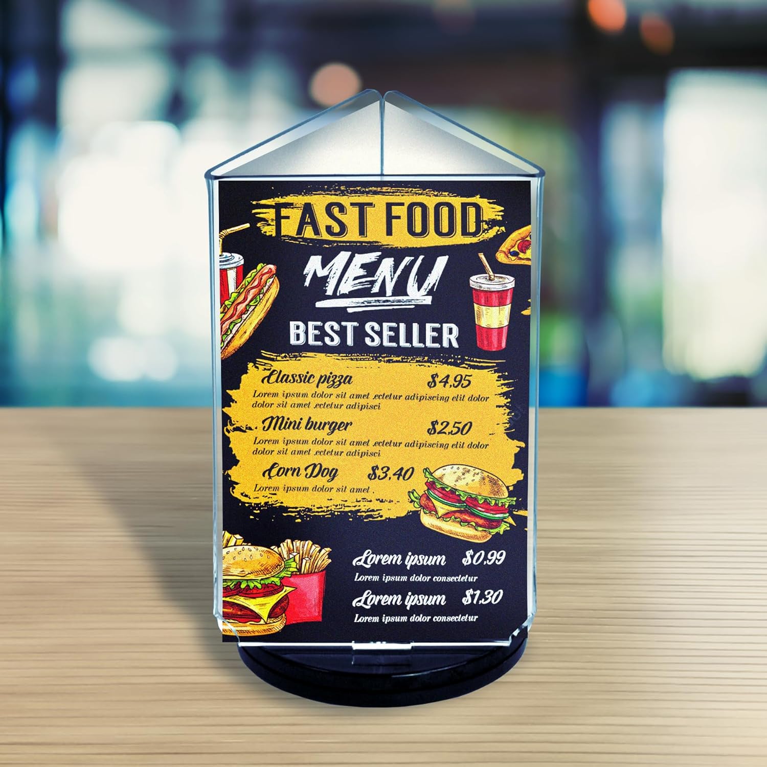 Azar Displays 3-Sided Acrylic Revolving Sign Holder