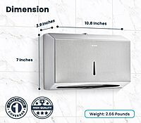 Alpine Paper Towel Dispenser Wall Mount for Multifold, Trifold & c Fold Paper Towel Holder 2-Pack Commercial Stainless Steel Hand Towel Dispenser for Bathroom & Kitchen