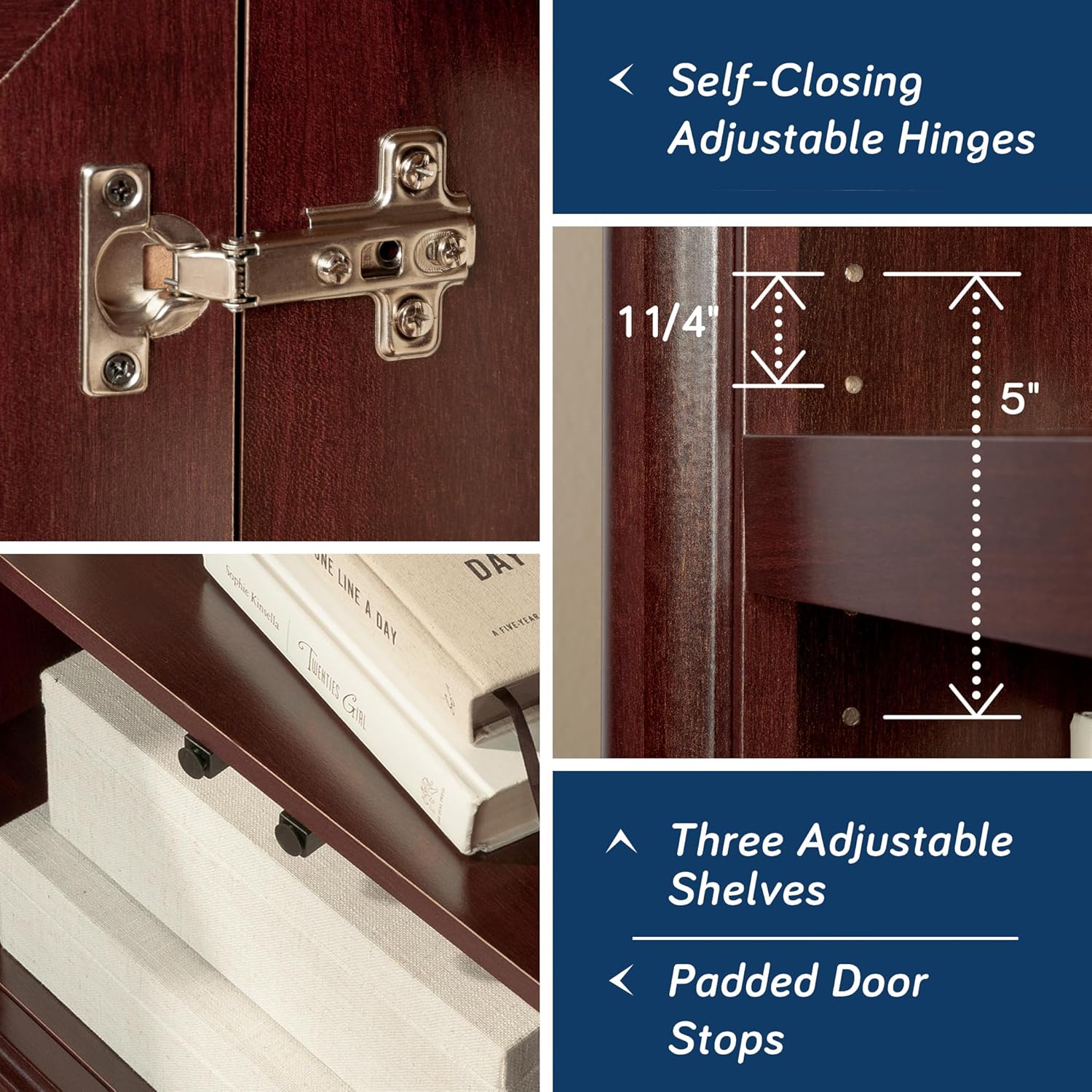 SAUDER Palladia 5-Shelf Library Bookcase with Doors