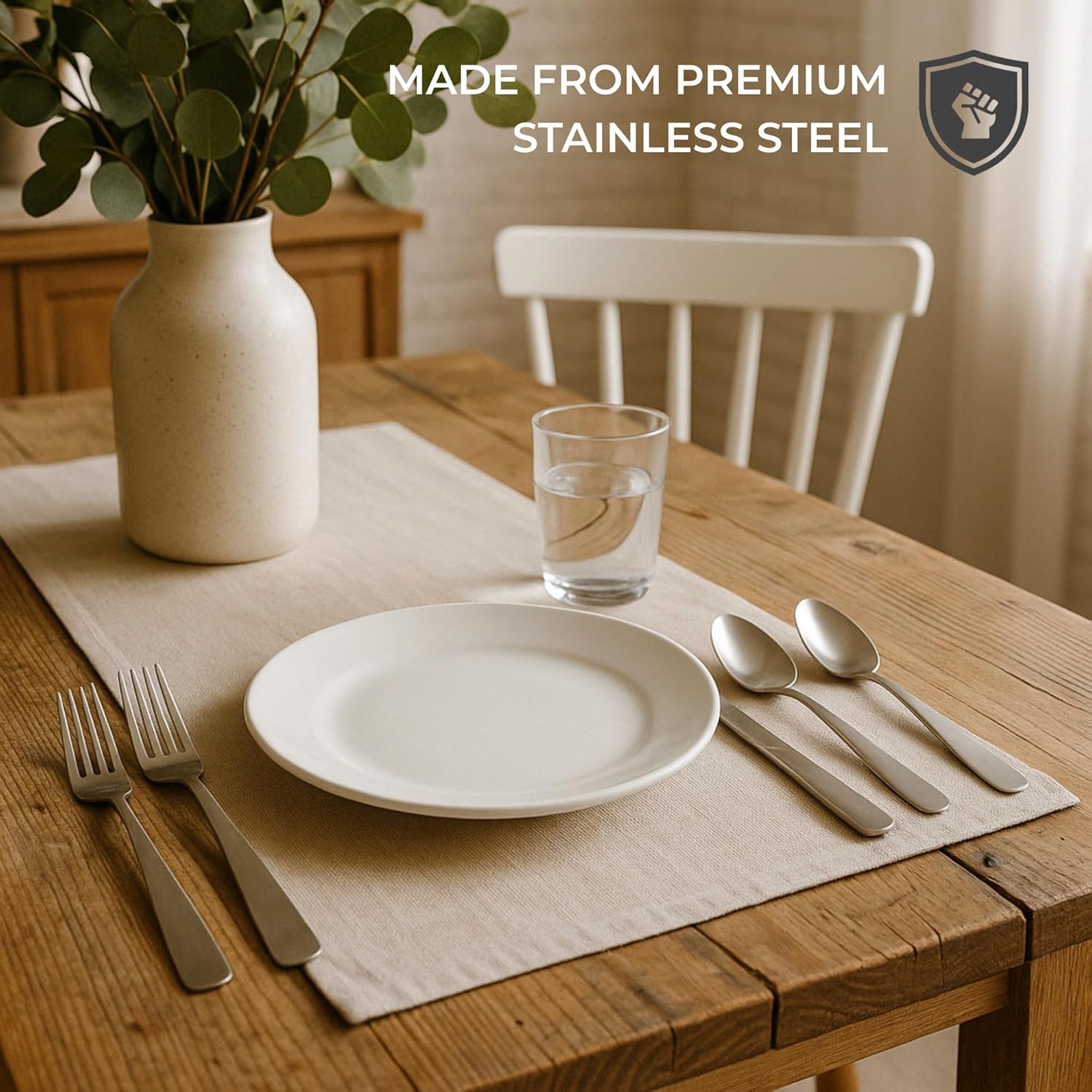 Gibson Home Abbeville 61-Piece Flatware Set with Wire Caddy - Includes Forks, Knives