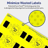 Avery Printable Wraparound Band Labels, Sure Feed Technology, 1.5" x 3.5", Cigar Band Labels, Neon Yellow, Print-to-The-Edge