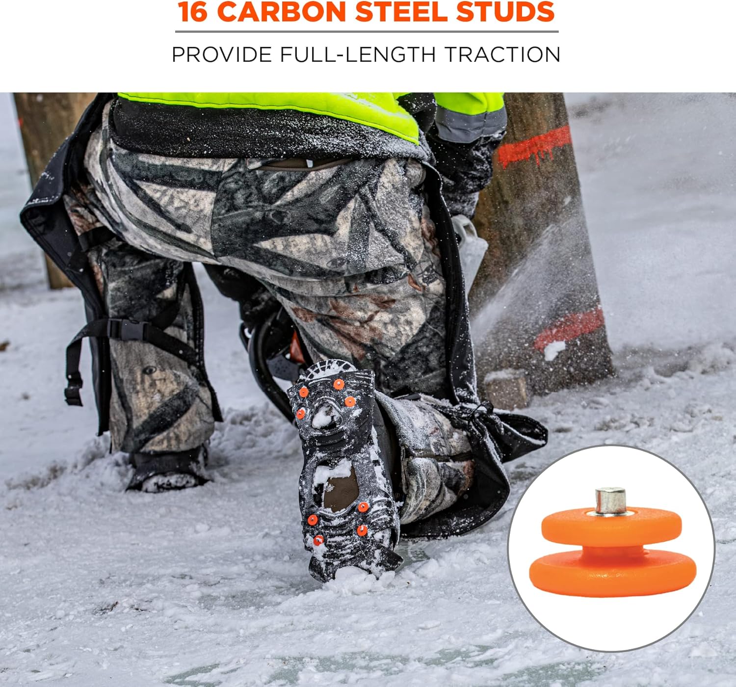 Ergodyne TREX 6300 Slip-On Traction Cleats for Snow and Ice with 8 Carbon Steel Spike Grips